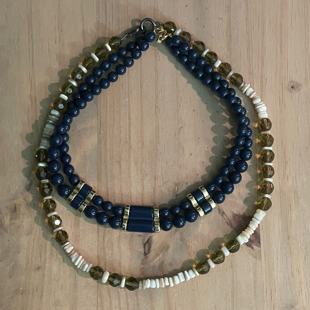 Elegant Blue and Gold Beaded Necklaces